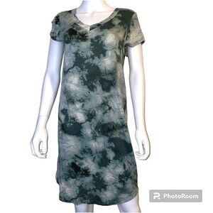 Cynthia Rowley Green Tie-Dye Print V-Neck T-Shirt Dress Size S